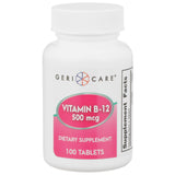 Geri-Care® Vitamin Supplement Vitamin B12 500 mcg Strength Tablet 100 per Bottle (1108646_CS) 12/CS