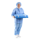SMART-FOLD* H650 Sterilization Wrap White / Blue 40 X 55 Inch Dual Layer SMS Polypropylene Steam / EO Gas / Hydrogen Peroxide (832283_CS) 48/CS