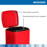 McKesson Trash Can 20 Quart / 5 gal. Red Metal Square (1223689_EA) 1/EA