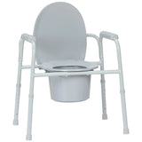 McKesson 3-in-1 Commode Chair Fixed Arms Steel Frame Back Bar 13-3/4 Inch Seat Width 350 lbs. Weight Capacity (1073634_CS) 4/CS