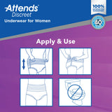 Attends® Discreet Female Adult Absorbent Underwear Pull On with Tear Away Seams X-Large Disposable Heavy Absorbency (1039112_CS) 64/CS