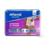 Attends® Discreet Female Adult Absorbent Underwear Pull On with Tear Away Seams Medium Disposable Heavy Absorbency (1039110_BG) 20/BG
