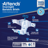 Attends® Overnight Bariatric Unisex Adult Incontinence Brief 5X-Large Disposable Heavy Absorbency (1254292_CS) 32/CS