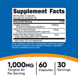 nutricost® Dietary Supplement Tongkat 1,000 mg Strength Capsule 60 Per Bottle (1270265_BT) 1/BT