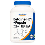 nutricost® Dietary Supplement Betaine HCl / Pepsin 790 mg Strength Capsule 240 Per Bottle (1270261_BT) 1/BT