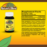 Nature's Blend Vitamin Supplement Vitamin D 2,000 IU Strength Tablet 100 per Bottle (852689_BT) 1/BT