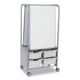 Gratnells Callero MakerHub Trolley Set 01, Metal, (2) Magnetic Whiteboards, (4) F2 Deep Bins, 27.4" x 17.3" x 56.3", Silver/Light Gray (GTSMST054419) Each