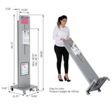 MT Displays Touchless Dispenser Stand, Foot Operated with 33.81 Oz Dispenser and Wheels (no gel) Grey (UHTDSG2000X2000) Each