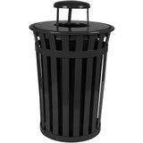 Oakley 36-Gallon Slatted Waste Receptacle with Rain Hood in Black (5201) Each