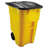 Rubbermaid® Commercial Square Brute Rollout Container, 50 gal, Molded Plastic, Yellow (RCP9W27YEL) Each