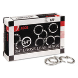 ACCO Metal Book Rings, 0.75" Diameter, 100/Box (ACC72201) Box of 100 Rings