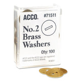 ACCO #2 Washers for Two-Prong Fasteners, 1.25" Diameter, Brass, 100/Box (ACC71511) Box of 100 Washers