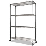 Alera® NSF Certified 4-Shelf Wire Shelving Kit with Casters, 48w x 18d x 72h, Black Anthracite (ALESW604818BA) Each