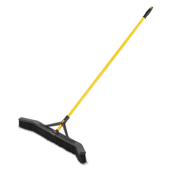 Rubbermaid® Commercial Maximizer Push-to-Center Broom, Poly Bristles, 36 x 58.13, Steel Handle, Yellow/Black (RCP2018728)