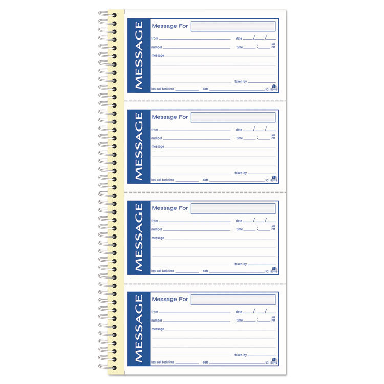 Adams® Write 'n Stick Phone Message Book, Two-Part Carbonless, 4.75 x 2.75, 4 Forms/Sheet, 200 Forms Total (ABFSC1153WS)