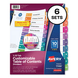 Avery® Customizable TOC Ready Index Multicolor Tab Dividers, 10-Tab, 1 to 10, 11 x 8.5, White, Traditional Color Tabs, 6 Sets (AVE11188) 6 Sets of 10
