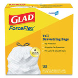 Glad® Tall Kitchen Drawstring Trash Bags, 13 gal, 0.72 mil, 24" x 27.38", Gray, 100/Box (CLO78526) Box of 100