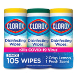 Clorox® Disinfecting Wipes, 1-Ply, 7 x 8, Fresh Scent/Citrus Blend, White, 35/Canister, 3 Canisters/Pack (CLO30112) Pack of 3