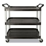 Rubbermaid® Commercial Three-Shelf Service Cart, Plastic, 3 Shelves, 200 lb Capacity, 18.63" x 33.63" x 37.75", Black (RCP342488BLA) Each