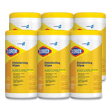 Clorox® Disinfecting Wipes, 1-Ply, 7 x 8, Lemon Fresh, White, 75/Canister, 6/Carton (CLO15948CT) 6 Canisters of 75