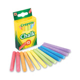 Crayola® Chalk, 3" x 0.38" Diameter, 6 Assorted Colors, 12 Sticks/Box (CYO510816) Box of 12