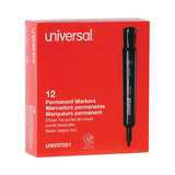 Universal™ Chisel Tip Permanent Marker, Broad Chisel Tip, Black, Dozen (UNV07051) Case of 12