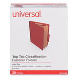 Universal® Six-Section Classification Folders, Heavy-Duty Pressboard Cover, 2 Dividers, 6 Fasteners, Letter Size, Brick Red, 20/Box (UNV10408) Box of 20