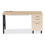 Union & Scale™ Essentials Single-Pedestal Writing Desk with Integrated Power Management, 59.8" x 29.9" x 29.7", Natural Wood/Black (UOS60419CC) Each