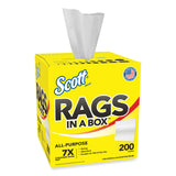 Scott® Rags in a Box, POP-UP Box, 12 x 9, White, 200/Box, 8 Boxes/Carton (KCC75260CT) Case of 8