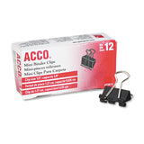 ACCO Binder Clips, Mini, Black/Silver, Dozen (ACC72010) Case of 12