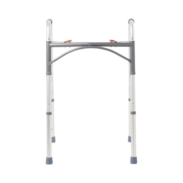 McKesson Dual Release Folding Walker Adjustable Height Aluminum Frame 350 lbs. Weight Capacity 32 to 39 Inch Height (1128907_EA) 1/EA
