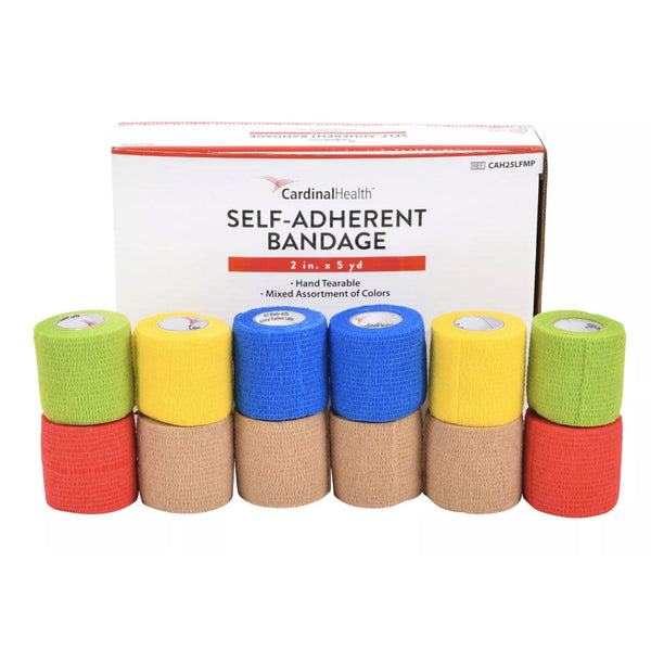 Cardinal Health™ Cohesive Bandage 2 Inch X 5 Yard Self-Adherent Closure Assorted Colors NonSterile Standard Compression (1211014_CS) 72/CS