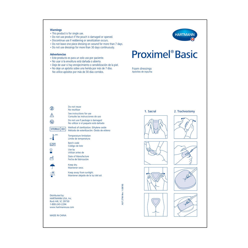 Proximel® Basic Non-Border Foam Dressing 4 X 4 Inch Without Border Waterproof Film Backing Nonadhesive Square Sterile (1244253_BX) 10/BX