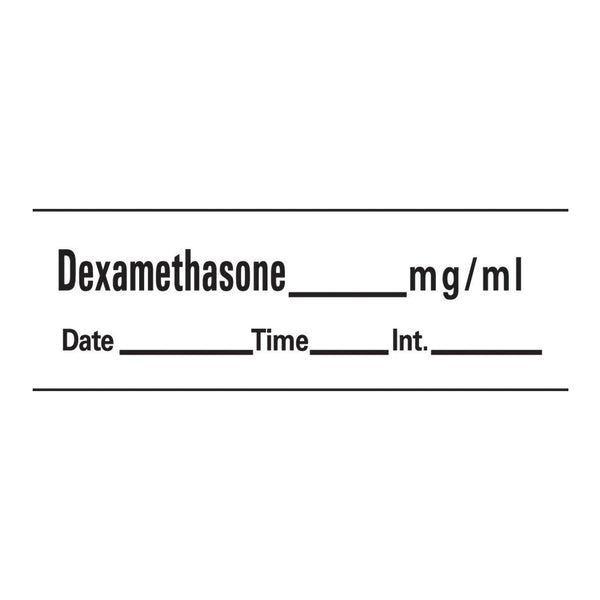 Barkley® Drug Label Anesthesia Label Tape Dexamethason_mg/mL Date_Time_Int White 1/2 X 1-1/2 Inch (486906_RL) 1/RL