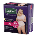 Depend® Night Defense® Female Adult Absorbent Underwear Waistband Style X-Large Disposable Heavy Absorbency (1224720_CS) 48/CS