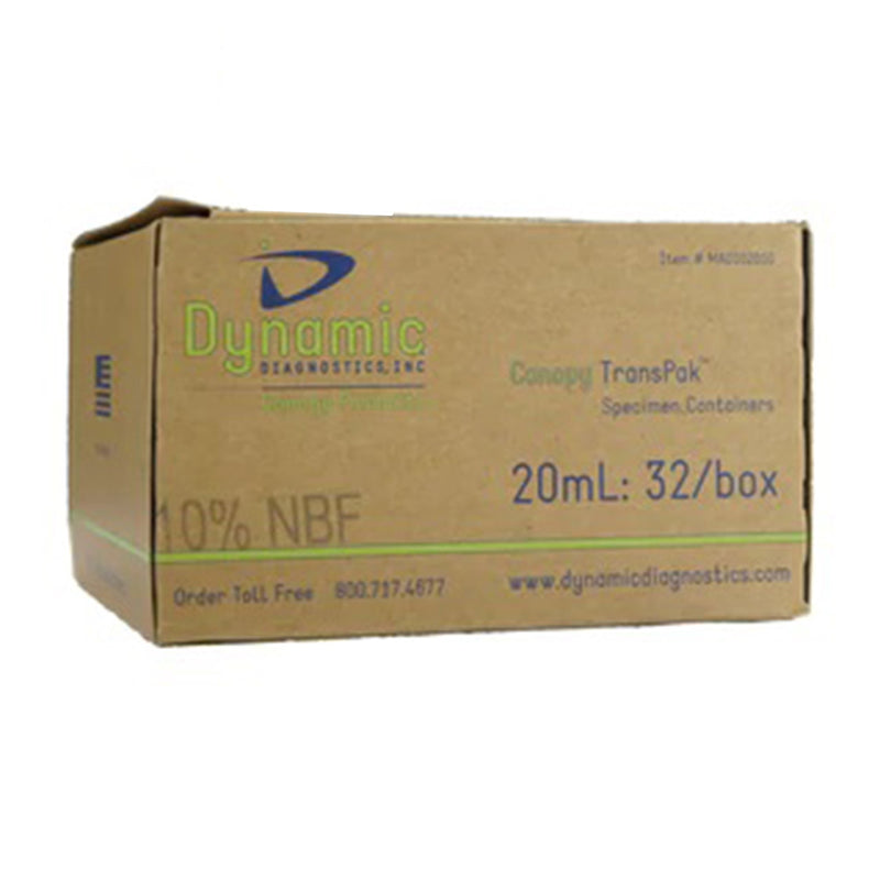 Dynamic Diagnostics Prefilled Formalin Container 20 mL Fill in 40 mL (1.35 oz.) Screw Cap Patient Information NonSterile (1193635_BX) 24/BX