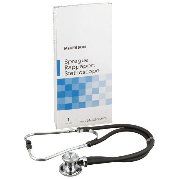 McKesson Sprague Stethoscope Black 2-Tube 16 Inch Tube Double Sided Chestpiece (761428_EA) 1/EA