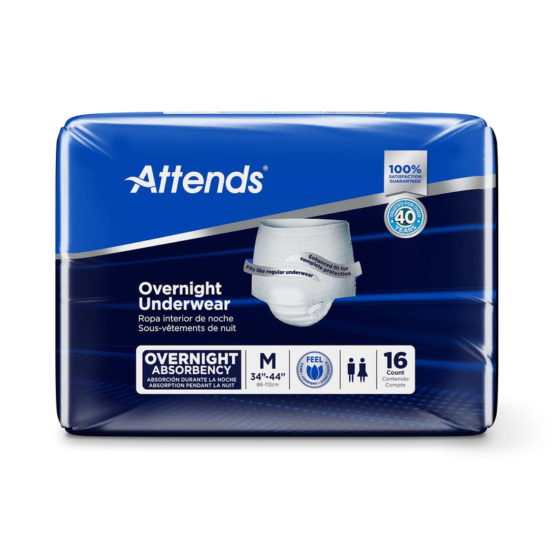 Attends® Overnight Unisex Adult Absorbent Underwear Pull On with Tear Away Seams Medium Disposable Heavy Absorbency (830766_CS) 64/CS