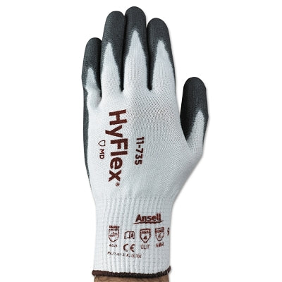 Ansell 11-735 Polyurethane Palm Coated Gloves, Size 8, White/Gray (012-11-735-8) 12 PR / DZ