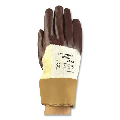 Ansell 28-507 Coated Gloves, Nitrile Coated, Size 7, Brown (012-28-507-7) 12 PR / DZ