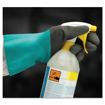 Ansell AlphaTec® 58-530B/58-535B Gloves, 10, Grey/Teal, 12 in Cuff,58-530B (012-58-530B-100) Pack of 6