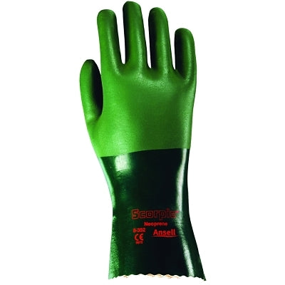 Ansell AlphaTec® 08-352 Neoprene Coated Gloves, Rough Finish, Size 7, Green (012-8-352-7) 12 PR / DZ