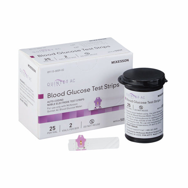 Quintet AC® Blood Glucose Test Strips 50 Strips per Pack (854636_CS) 20/CS