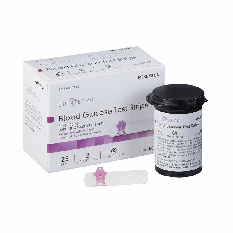 Quintet AC® Blood Glucose Test Strips 50 Strips per Pack (854636_CS) 20/CS