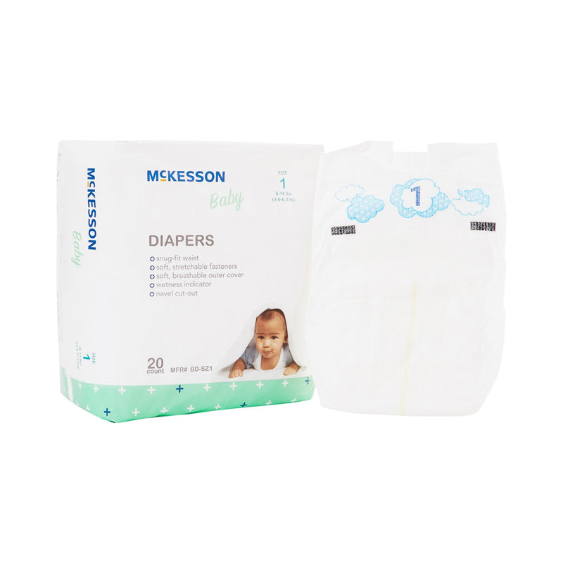 McKesson Unisex Baby Diaper Size 1 Disposable Heavy Absorbency (1144474_BG) 1/BG