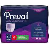 Prevail® Daily Underwear Female Adult Absorbent Underwear Pull On with Tear Away Seams Medium Disposable Heavy Absorbency (889081_BG) 20/BG