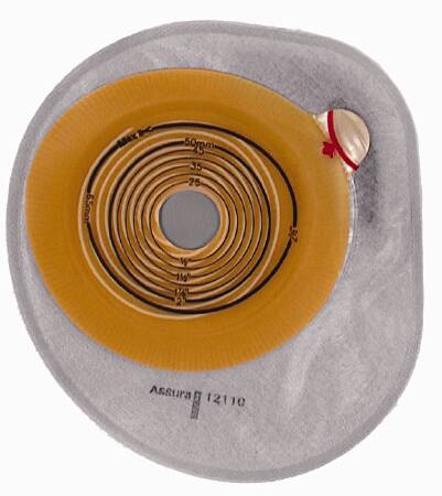 Assura® Colostomy Pouch One-Piece System 7 Inch Length, Midi Flat, Pre-Cut 1 Inch Stoma Closed End (512129_BX) 30/BX