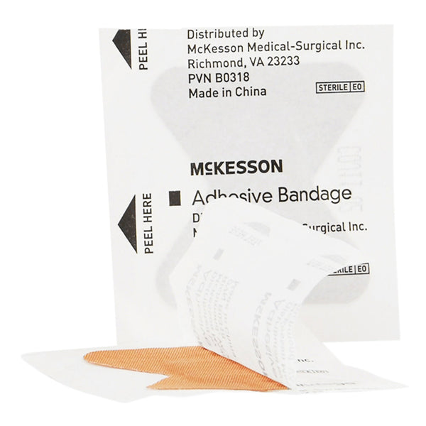 McKesson Adhesive Strip 1.7 X 2 Inch Fabric Fingertip Tan Sterile (466875_CS) 2400/CS