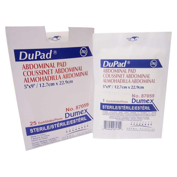 DuPad® Abdominal Pad 5 X 9 Inch 1-Ply Sterile 1 per Pack (645793_BX) 25/BX