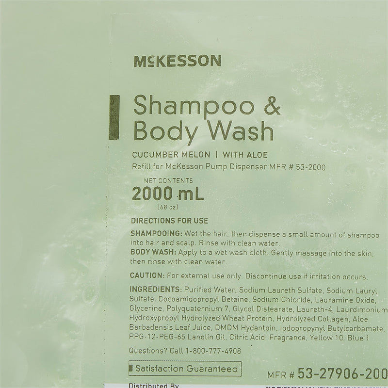 McKesson Shampoo and Body Wash 2,000 mL Dispenser Refill Bag Cucumber Melon Scent (468271_CS) 4/CS